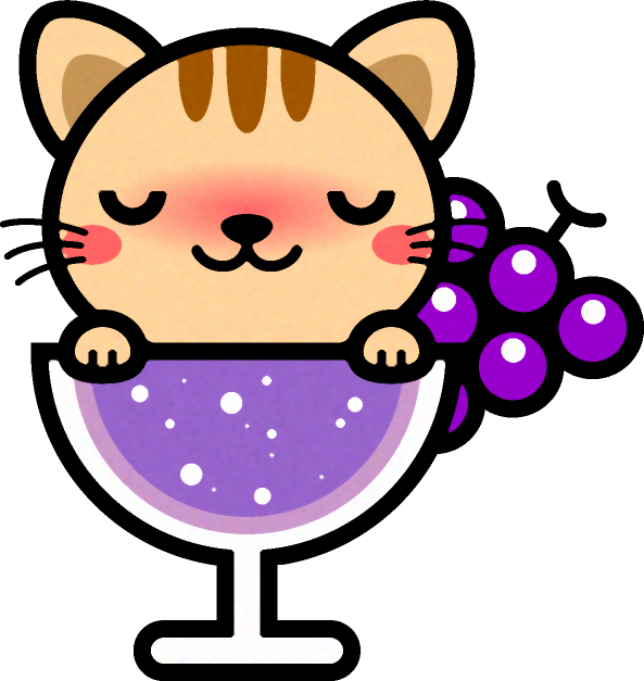 猫とカクテルのイラスト/ほろ酔い