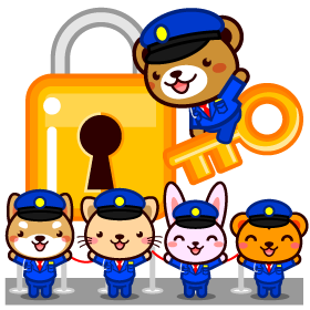 動物とセキュリティーのイラスト