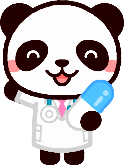 飲み薬を持ったパンダのイラスト