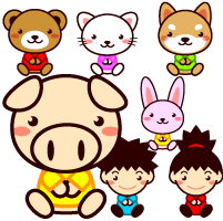 座る動物のイラスト