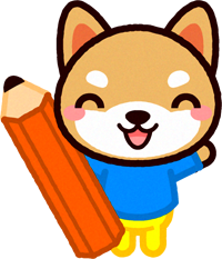 鉛筆を持った動物のイラスト/シバイヌ