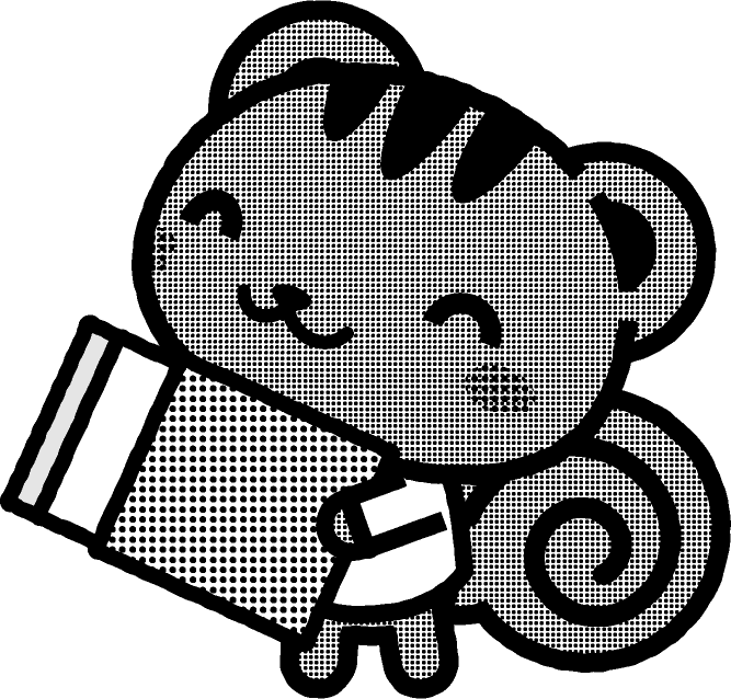消しゴムを持った動物/リス/モノクロ