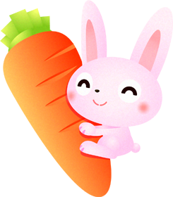 ウサギのイラスト/人参に抱きつく