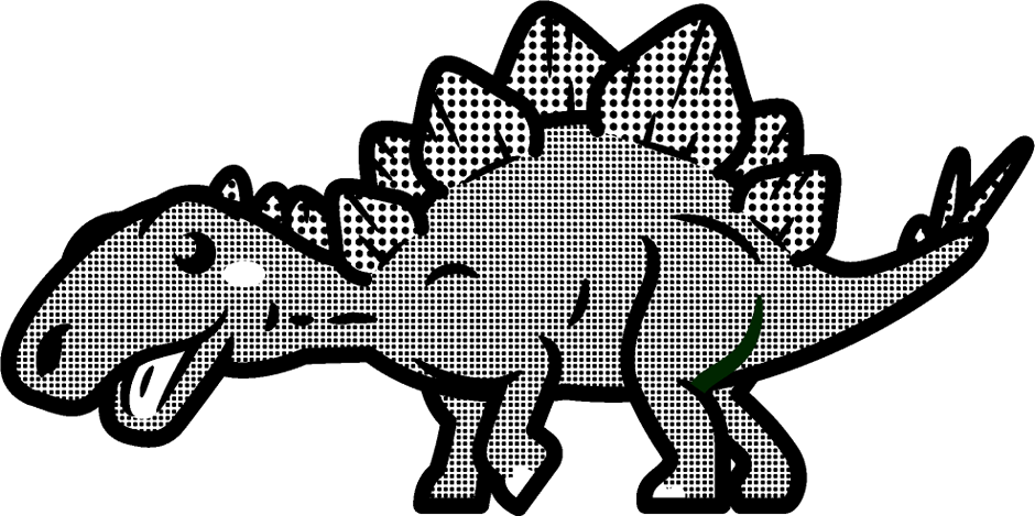 ステゴザウルスのイラスト/モノクロ