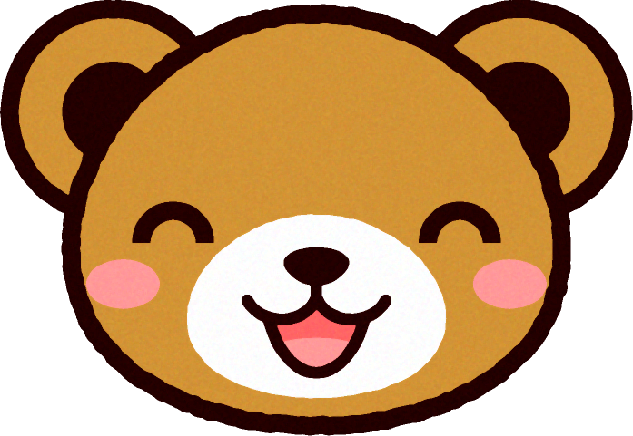 かわいいクマの顔のイラスト/笑う