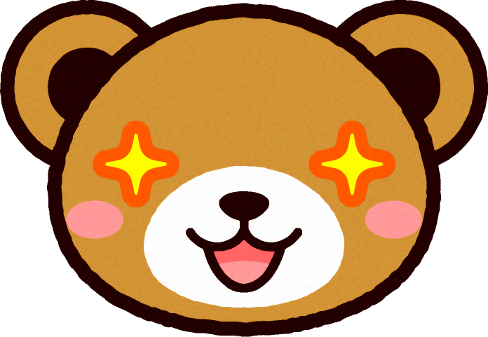 かわいいクマの顔のイラスト/目を輝かす