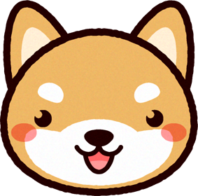 かわいい柴犬の顔のイラスト/口を開く