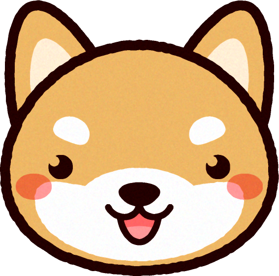 かわいい柴犬の顔のイラスト/口を開く