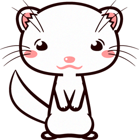 フェレットのイラスト/白