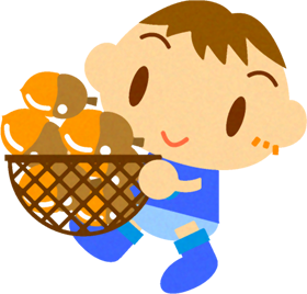 ドングリを運ぶ赤ちゃんイラスト/男の子