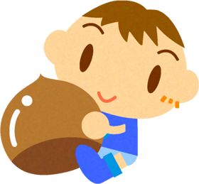 栗に抱きつく赤ちゃんイラスト/男の子