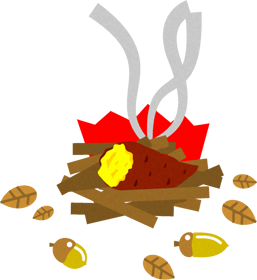 焼き芋を焼くイラスト