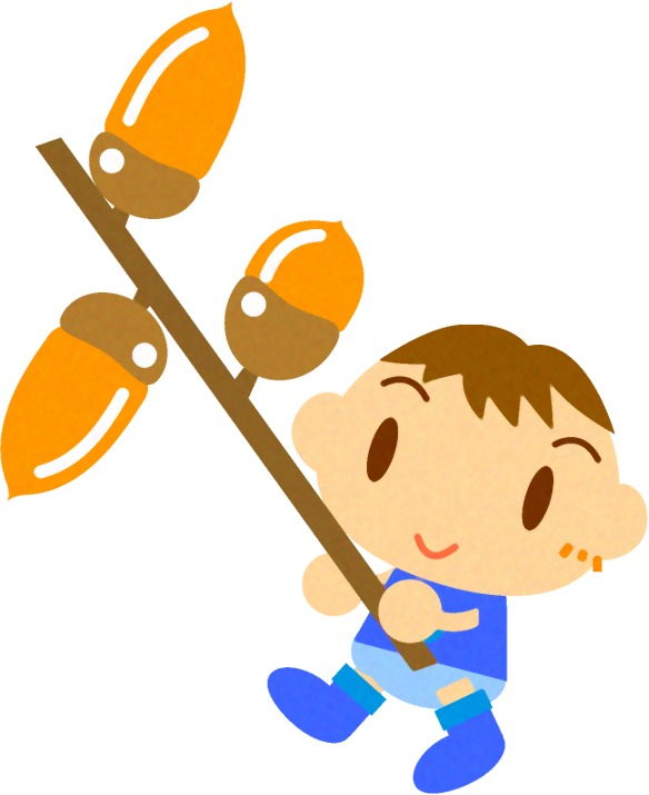 ドングリを持った赤ちゃんイラスト/男の子