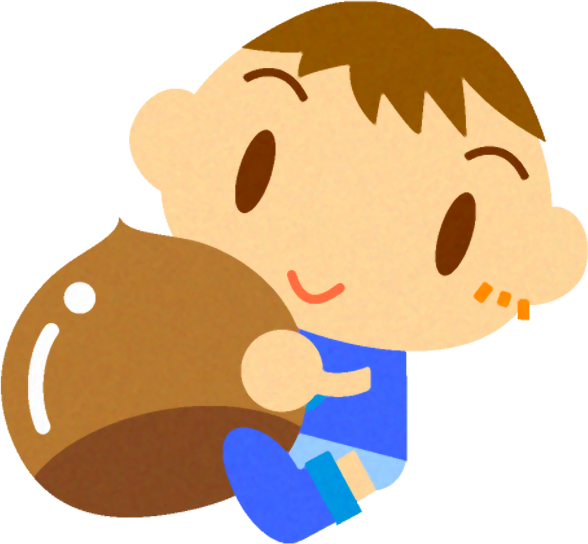 栗に抱きつく赤ちゃんイラスト/男の子