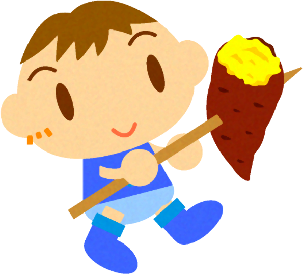 焼き芋を持った赤ちゃんイラスト/男の子