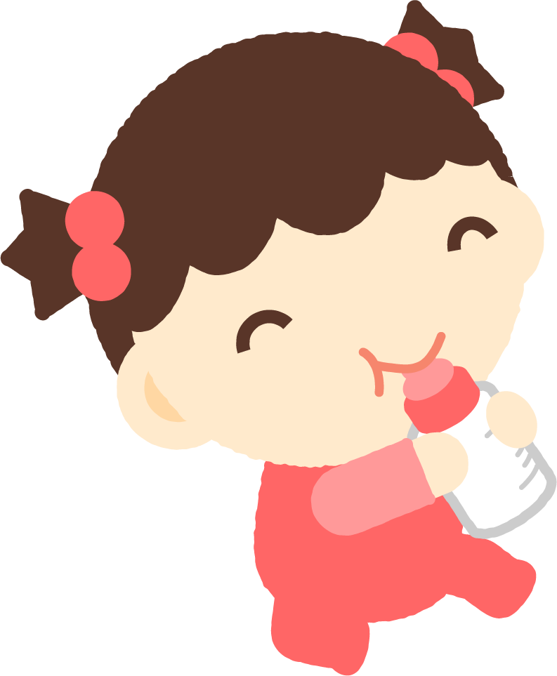 赤ちゃんイラスト/女の子_ミルクを飲む