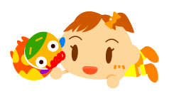 牛の人形で遊ぶ赤ちゃんイラスト(女の子)