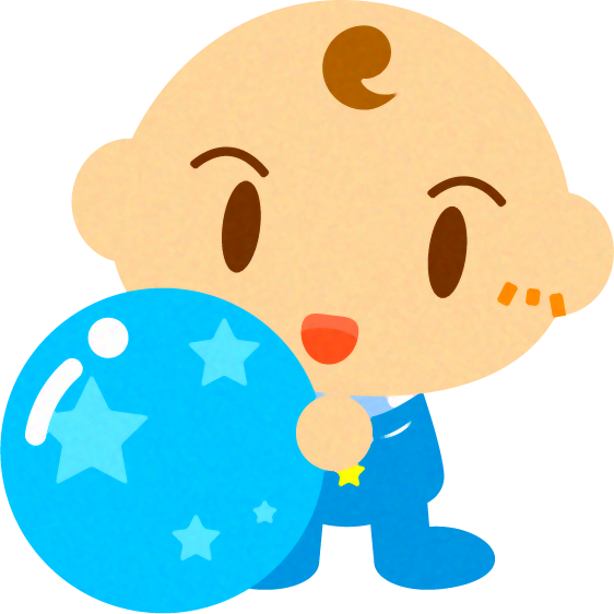 ボールで遊ぶかわいい赤ちゃんイラスト/男の子