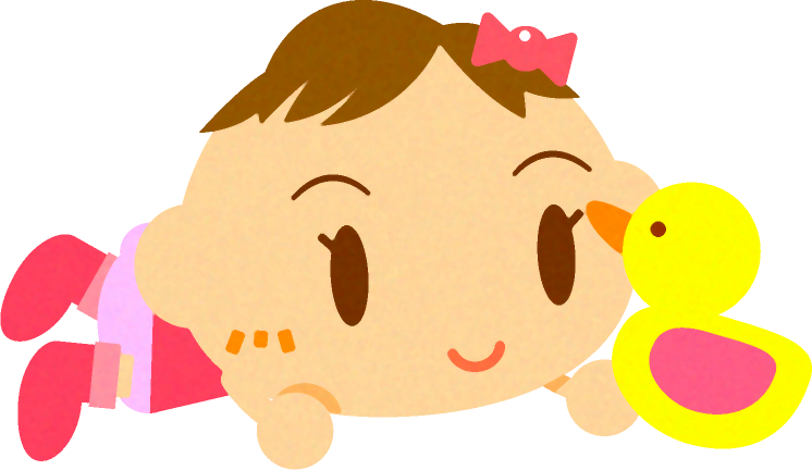おもちゃで遊ぶかわいい赤ちゃんイラスト/女の子