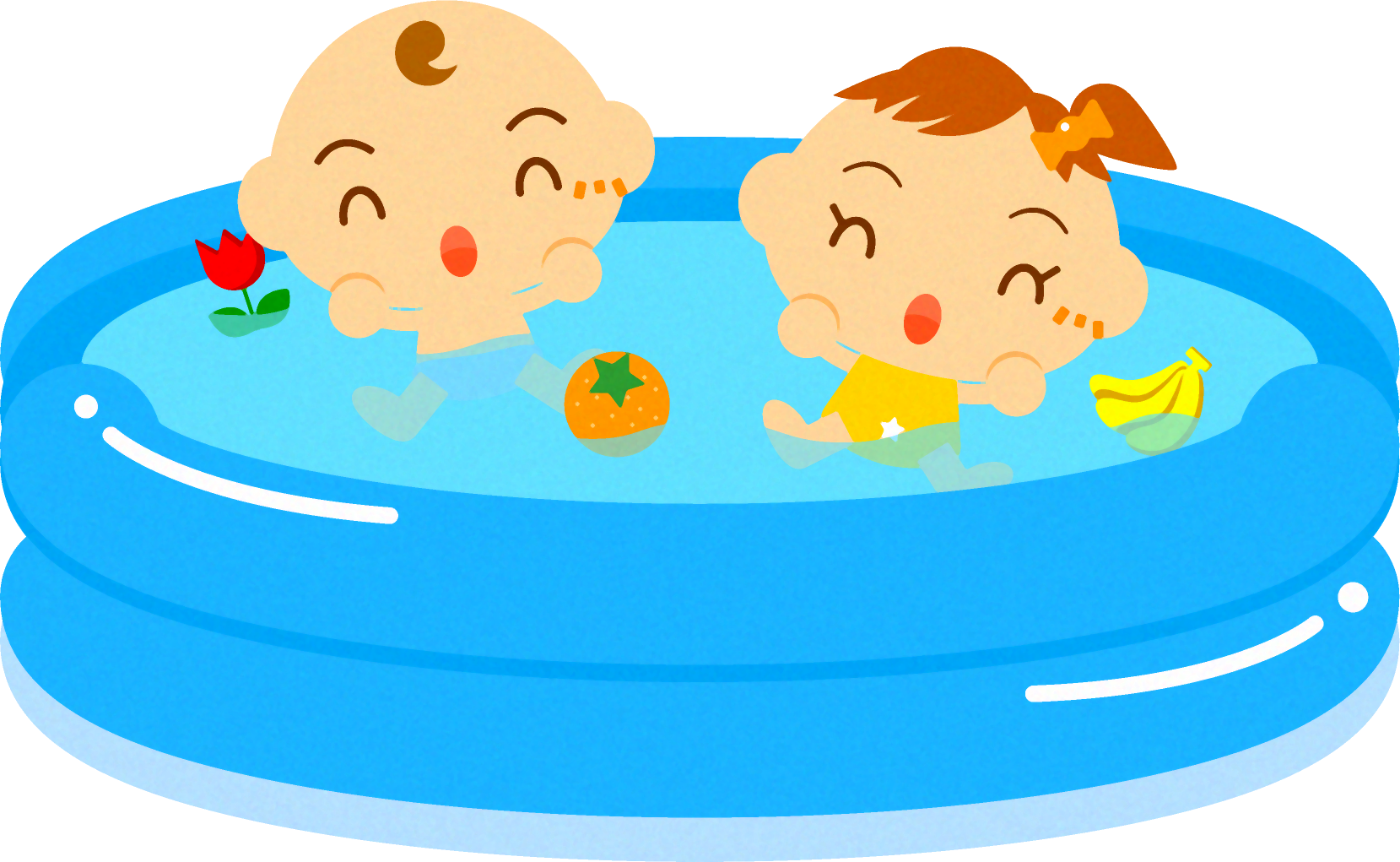 水遊びするかわいい赤ちゃんイラスト