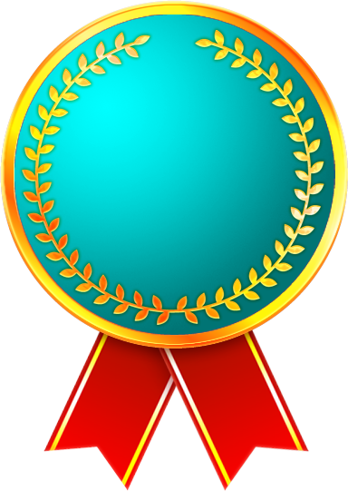 メダルとリボンイラスト/水色