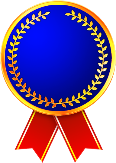 メダルとリボンイラスト/、青