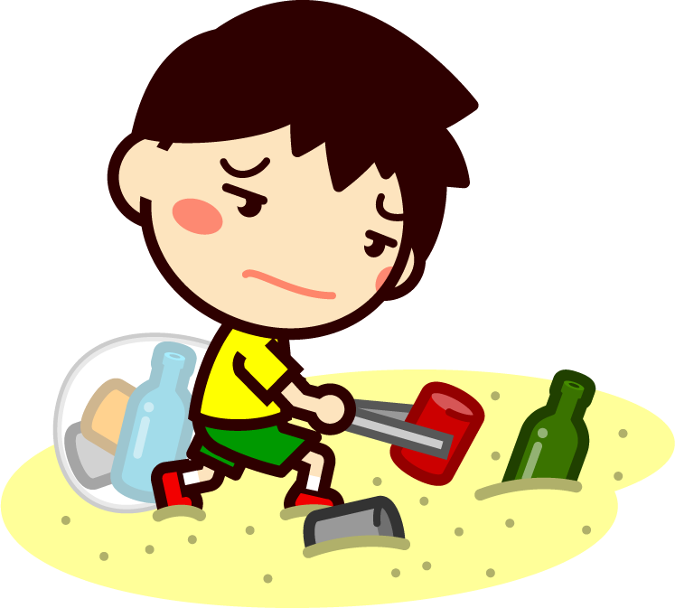 清掃活動をする子供イラスト/男の子