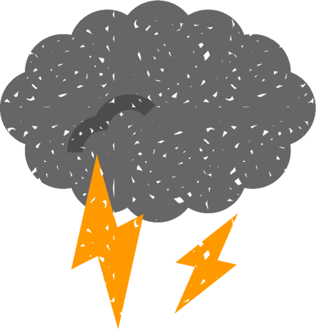 雷イラスト/雲から雷が落ちる