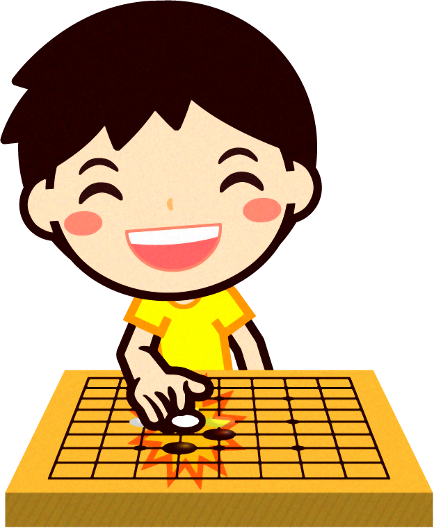 囲碁を打つ男の子イラスト