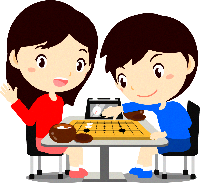 囲碁を打つ子供たちのイラスト