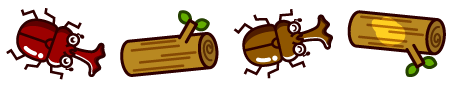 カブトムシと木ライン・罫線イラスト