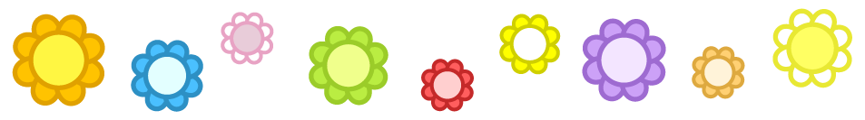 カラフルな花ライン・罫線イラスト