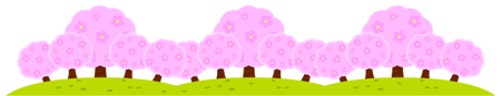 桜の花ライン・罫線イラスト/桜並木