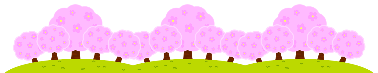 桜の花ライン・罫線イラスト/桜並木