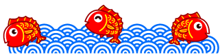鯛と海のライン・罫線イラスト