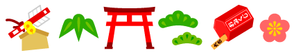 正月の初詣のライン・罫線イラスト