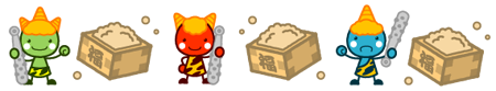 かわいい鬼と節分豆ライン・罫線イラスト