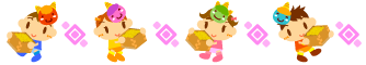 節分と子供達ライン・罫線イラスト