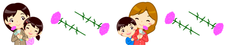母の日のライン・罫線イラスト