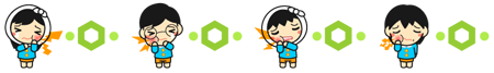 虫歯になった子供達のライン・罫線イラスト2