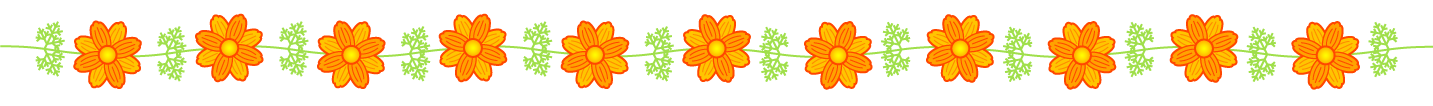 コスモスの花のライン・罫線イラスト/オレンジ色