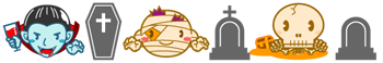 モンスターと墓のライン・罫線イラスト