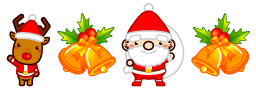 サンタクロースと赤鼻のトナカイとクリスマスベルのライン・罫線イラスト