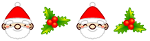 サンタクロースと柊のライン・罫線イラスト