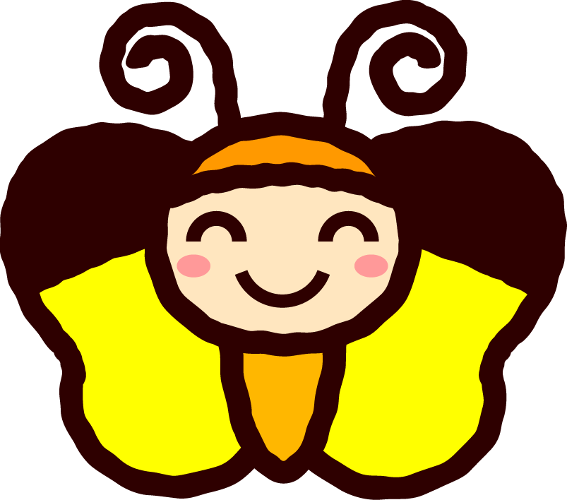 かわいい虫イラスト_蝶_にっこり