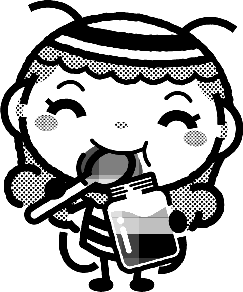 かわいいミツバチのイラスト_ハチミツを食べる_モノクロ（白黒）