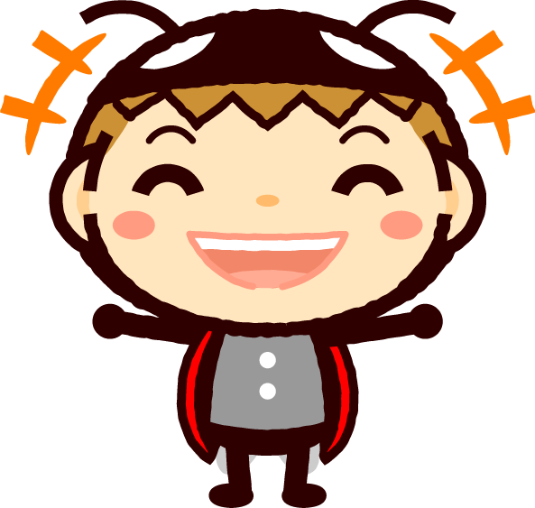 かわいいテントウムシのイラスト_笑う