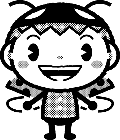 かわいいテントウムシのイラスト_モノクロ（白黒）