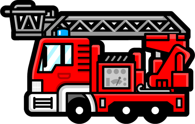 消防車のイラスト/はしご車2
