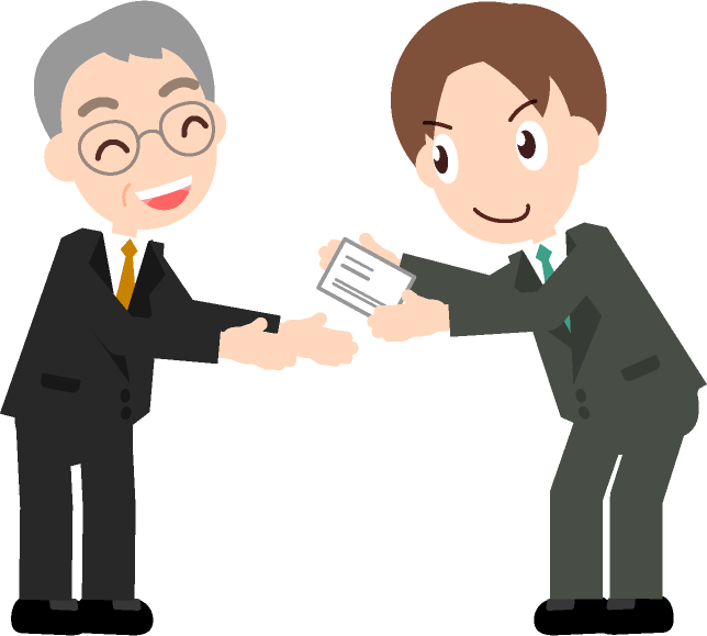 取引先に名刺を渡すイラスト